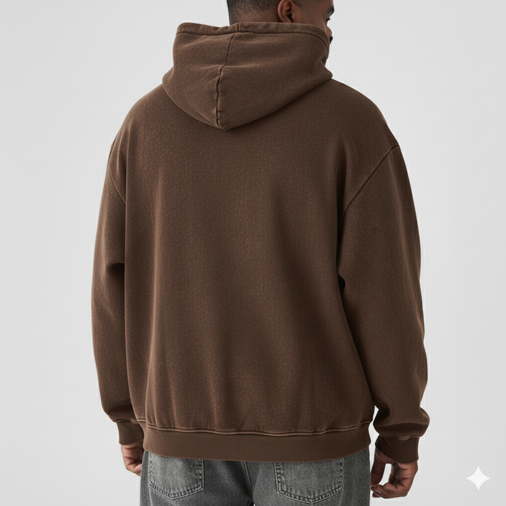 Vintage Washed Oversized Hoodie – Embroidered Buffalo Edition